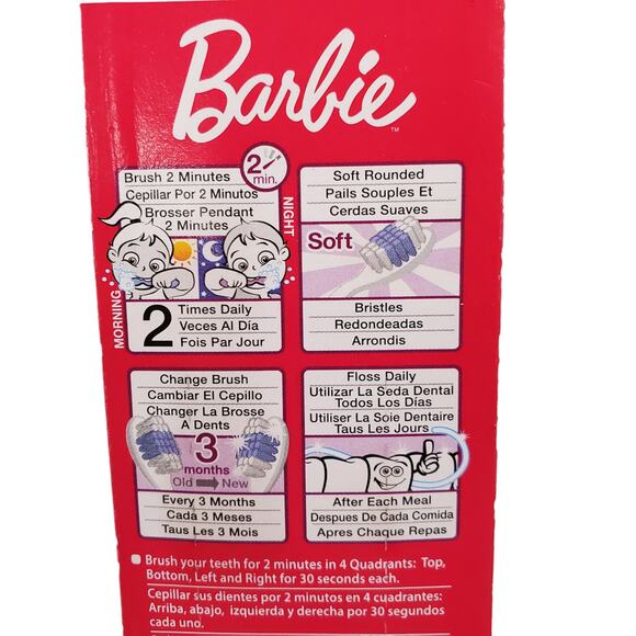 Barbie Pink Toothbrushes BrushBuddies 2 Pack Barbie Soft Toothbrush - Picture 8 of 14
